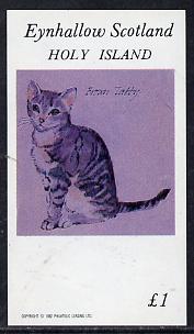 Eynhallow 1982 Brown Tabby Cat imperf souvenir sheet (Â£1 value) unmounted mint, stamps on cats