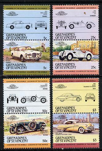 St Vincent - Grenadines 1984 Cars #1 (Leaders of the World) set of 8 unmounted mint, SG 339-46, stamps on , stamps on  stamps on cars    buick    frazer nash    bmw    facel vega   