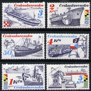 Czechoslovakia 1989 Shipping set of 6 unmounted mint, SG 2969-74, Mi 2994-99, stamps on ships, stamps on computers, stamps on navigation