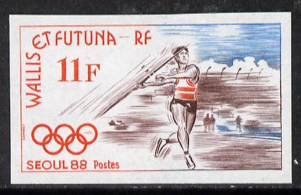 Wallis & Futuna 1988 Seoul Olympics 11f (Javelin) imperf proof from limited printing, as SG 535, stamps on sport    olympics    javelin