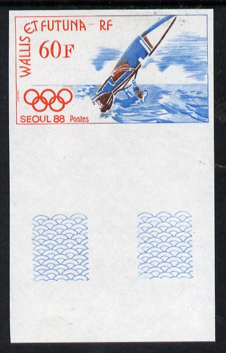 Wallis & Futuna 1988 Seoul Olympics 60f (Wind Surfing) imperf proof from limited printing, as SG 537, stamps on sport    olympics    wind-surfing