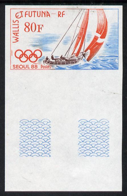 Wallis & Futuna 1988 Seoul Olympics 80f (Yachting) imperf proof from limited printing, as SG 538, stamps on sport    olympics    yachting      sailing