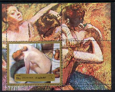 Fujeira 1972 Paintings by Degas (Nude) m/sheet (Mi BL 123A) cto used, stamps on arts  nudes    degas