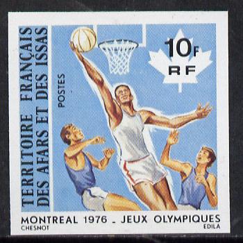 French Afars & Issas 1976 Montreal Olympics 10f Basketball imperf from limited printing unmounted mint, as SG 668*, stamps on sport       basketball    olympics