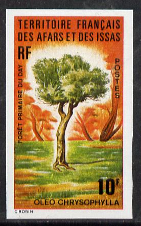 French Afars & Issas 1974 Forest Plants (10f Oleo Tree) imperf from limited printing unmounted mint, as SG 621*, stamps on trees