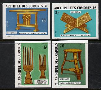 Comoro Islands 1974 Handicrafts (1st Series) set of 4 imperf from limited printing, as SG 152-55*, stamps on crafts    artefacts