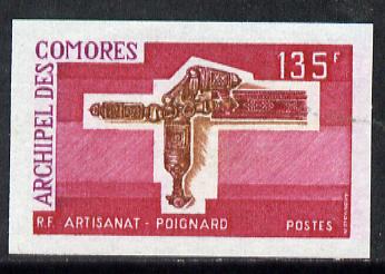 Comoro Islands 1975 Handicrafts (2nd Series) 135f Dagger imperf from limited printing, unmounted mint as SG 167*, stamps on , stamps on  stamps on crafts    artefacts    militaria