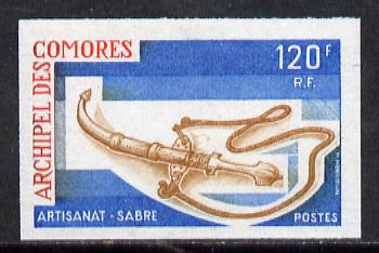 Comoro Islands 1975 Handicrafts (2nd Series) 120f Sabre imperf from limited printing, unmounted mint as SG 166*, stamps on crafts    artefacts    militaria