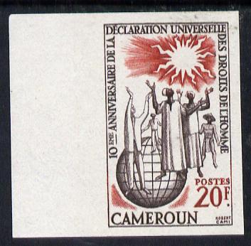 Cameroun 1958 Tenth Anniversary of Human Rights 20f unmounted mint imperf, as SG 272, stamps on human rights