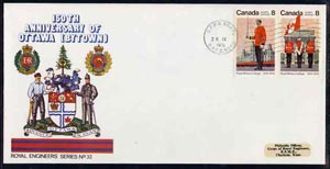 Canada 1976 150th Anniversary of Ottawa illustrated commem cover with Royal Military College se-tenant pair with special CFPO cancel , stamps on militaria