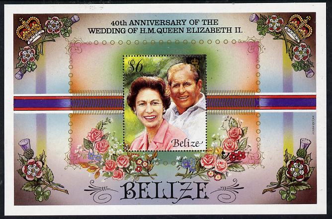 Belize 1987 Royal Ruby Wedding perf s/sheet unmounted mint SG MS 984, stamps on , stamps on  stamps on royalty, stamps on  stamps on ruby wedding