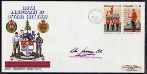 Canada 1976 150th Anniversary of Ottawa illustrated commem cover with  Royal Military College se-tenant pair with special CFPO cancel signed by Director General Military ..., stamps on militaria    engineers