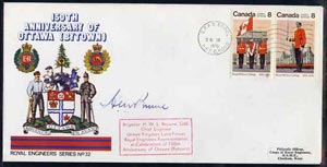 Canada 1976 150th Anniversary of Ottawa illustrated commem cover with  Royal Military College se-tenant pair with special CFPO cancel signed by Brig H Browne OBE, Chief E..., stamps on militaria    engineers