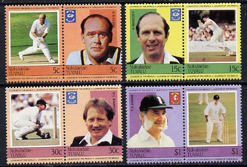 Tuvalu - Nukulaelae 1984 Cricketers (Leaders of the World) set of 8 unmounted mint, stamps on cricket  sport