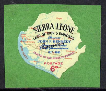 Sierra Leone 1964 Kennedy inscription on 6d Map with scarce SPECIMEN opt (publicity proof) unmounted mint as SG 302, stamps on , stamps on  stamps on kennedy    personalities    maps
