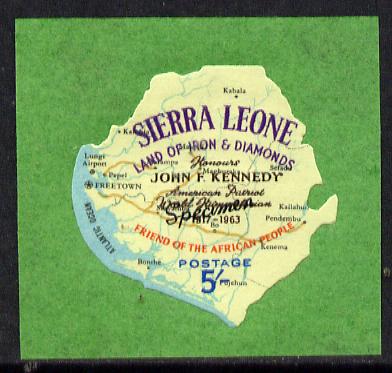 Sierra Leone 1964 Kennedy inscription on 5s Map with scarce SPECIMEN opt (publicity proof) unmounted mint as SG 305, stamps on kennedy    personalities    maps