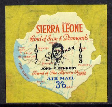 Sierra Leone 1964 Kennedy inscription on 3s6d Map with scarce SPECIMEN opt (publicity proof) unmounted mint as SG 310, stamps on kennedy    personalities    maps