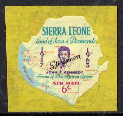 Sierra Leone 1964 Kennedy inscription on 6s Map with scarce SPECIMEN opt (publicity proof) unmounted mint as SG 311, stamps on kennedy    personalities    maps