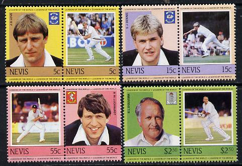 Nevis 1984 Cricketers #2 (Leaders of the World) set of 8 unmounted mint SG 237-44, stamps on cricket  sport