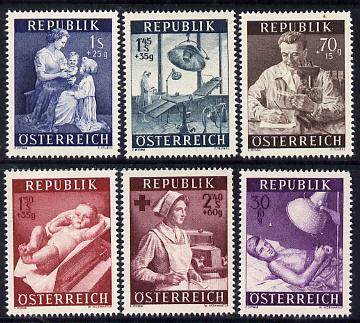 Austria 1954 Health Service Fund set of 6, Mi 999-1004, stamps on medical     science           nurses