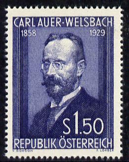 Austria 1954 25th Death Anniversary of Dr Auer von Welsbach (Inventor) unmounted mint Mi 1006, stamps on inventions     science    personalities    death
