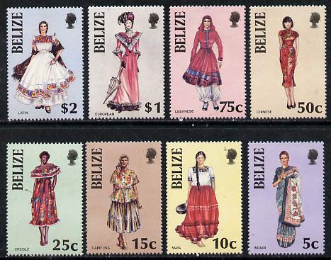 Belize 1986 Costumes perf set of 8 unmounted mint SG 887-94, stamps on , stamps on  stamps on costumes
