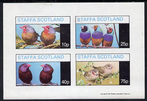 Staffa 1981 Love Birds imperf  set of 4 values (10p to 75p) unmounted mint, stamps on birds