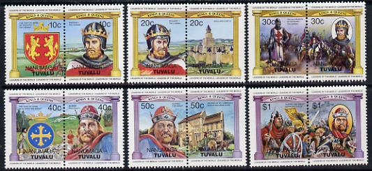 Tuvalu - Nanumaga 1984 Monarchs (Leaders of the World) Alfred & Richard I, set of 12 unmounted mint, stamps on royalty    battles    castles