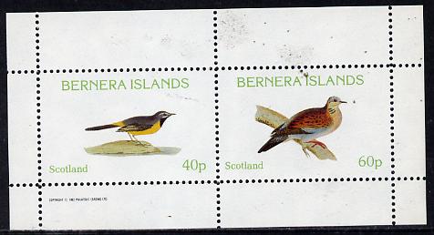 Bernera 1982 Birds #08 (Wagtail & Dove) perf  set of 2 values (40p & 60p) unmounted mint, stamps on birds, stamps on doves