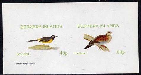 Bernera 1982 Birds #08 (Wagtail & Dove) imperf  set of 2 values (40p & 60p) unmounted mint, stamps on birds, stamps on doves