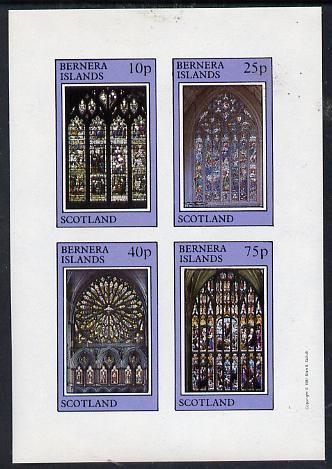 Bernera 1981 Stained Glass Church Windows imperf  set of 4 values (10p to 75p) unmounted mint, stamps on churches   stained glass