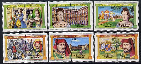 Tuvalu - Nukufetau 1984 Monarchs (Leaders of the World) Mary II & Henry IV, set of 12 unmounted mint, stamps on , stamps on  stamps on royalty, stamps on  stamps on battles, stamps on  stamps on shakespeare, stamps on  stamps on castles, stamps on  stamps on arms, stamps on  stamps on heraldry, stamps on  stamps on unicorns