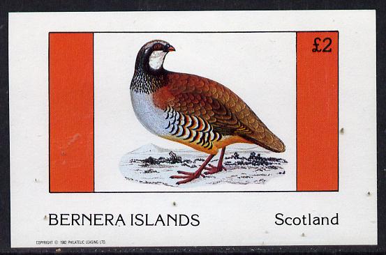 Bernera 1982 Game Birds #1 imperf deluxe sheet (Â£2 value) unmounted mint, stamps on birds     game