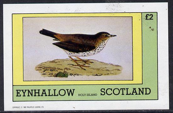 Eynhallow 1982 Thrush imperf deluxe sheet (Â£2 value) unmounted mint, stamps on birds
