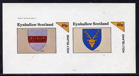 Eynhallow 1982 Heraldry (Disney & MacKenzie) imperf  set of 2 values (40p & 60p) unmounted mint, stamps on , stamps on  stamps on heraldry, stamps on  stamps on arms, stamps on  stamps on disney, stamps on  stamps on deer, stamps on  stamps on scots, stamps on  stamps on scotland