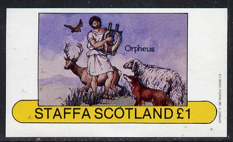 Staffa 1982 Mythology (Orpheus) imperf souvenir sheet (Â£1 value)  unmounted mint, stamps on mythology, stamps on ancient greece