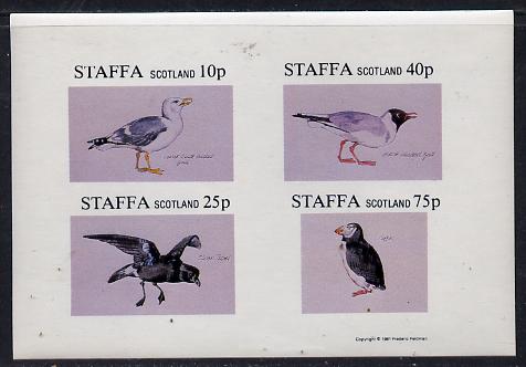 Staffa 1981 Sea Birds #02 (Gulls, Petrel & Puffin) imperf  set of 4 values (10p to 75p) unmounted mint , stamps on birds
