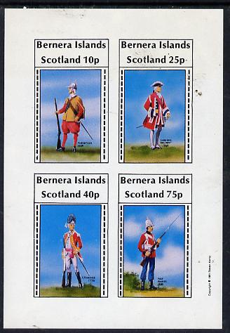 Bernera 1981 Early Military Uniforms imperf  set of 4 values (10p to 75p) unmounted mint, stamps on militaria, stamps on uniforms