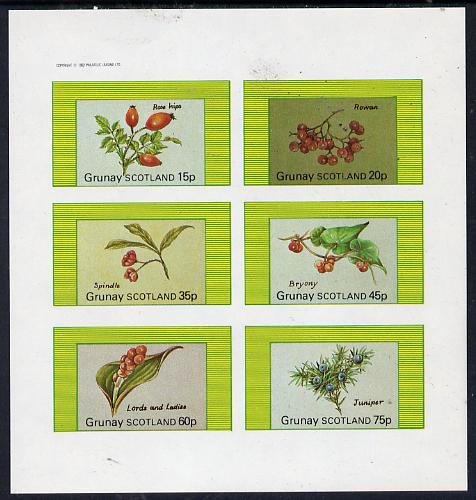 Grunay 1982 Fruits imperf set of 6 values (15p to 75p) unmounted mint, stamps on fruits