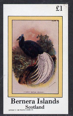 Bernera 1982 Pheasant imperf souvenir sheet (Â£1 value) unmounted mint, stamps on birds     game