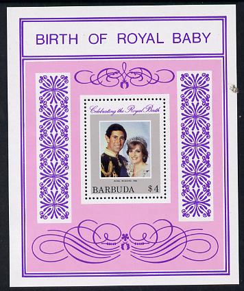 Barbuda 1982 Prince William  m/sheet (SG MS 616) unmounted mint, stamps on , stamps on  stamps on royalty      william     royalty, stamps on  stamps on diana, stamps on  stamps on charles, stamps on  stamps on 