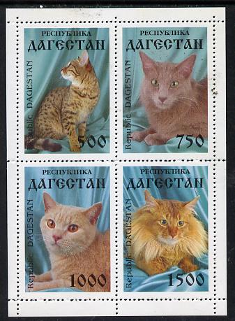 Dagestan Republic 1996 Cats #1 sheetlet containing 4 values unmounted mint, stamps on animals    cats
