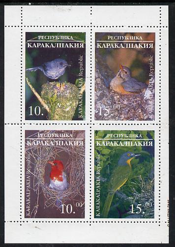 Karakalpakia Republic 1996 Birds #1 sheetlet containing 4 values unmounted mint, stamps on birds