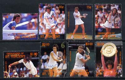 St Vincent - Grenadines 1988 International Tennis Players set of 8 unmounted mint SG 582-89, stamps on sport  tennis