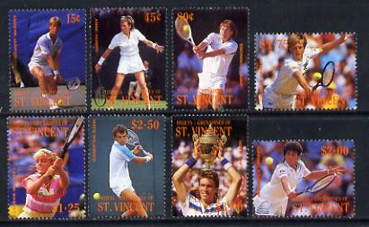St Vincent - Bequia 1988 International Tennis Players set of 8 unmounted mint, stamps on sport  tennis