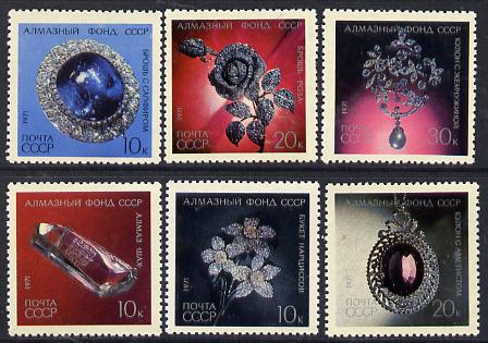 Russia 1971 Diamonds & Jewels set of 6, SG 4004-09, Mi 3950-55 unmounted mint, stamps on minerals, stamps on jewellry   