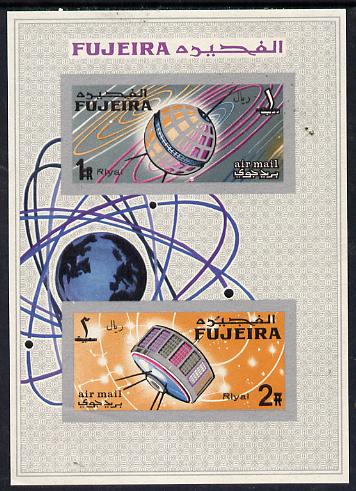 Fujeira 1968 Space Achievements imperf m/sheet, Mi BL 4B unmounted mint, stamps on space    communications