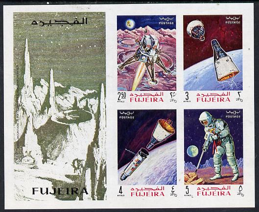 Fujeira 1969 Apollo Space Flights imperf m/sheet, Mi BL 14B unmounted mint, stamps on space