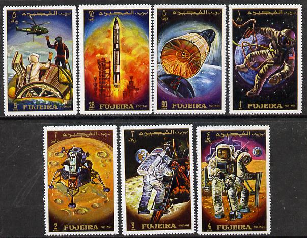 Fujeira 1970 Apollo 12 Space Flight perf set of 7, Mi 449-55A unmounted mint, stamps on , stamps on  stamps on space    masks    helicopters     scuba