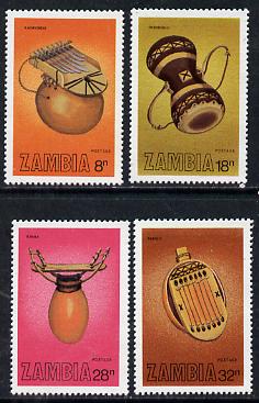 Zambia 1981 Musical Instruments set of 4 unmounted mint, SG 356-59*, stamps on music, stamps on musical instruments